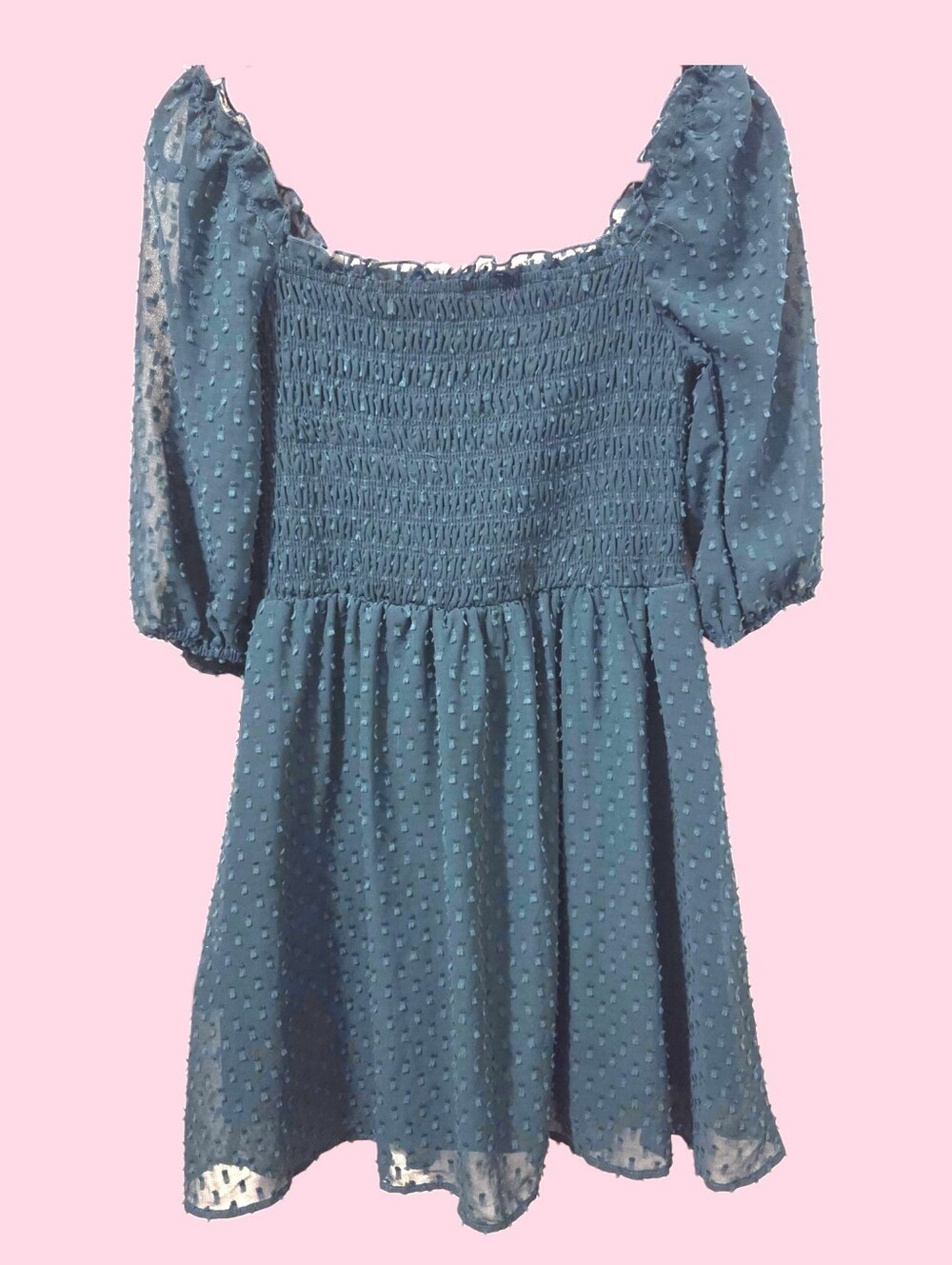 Smocked Swiss Dot Mini Dress